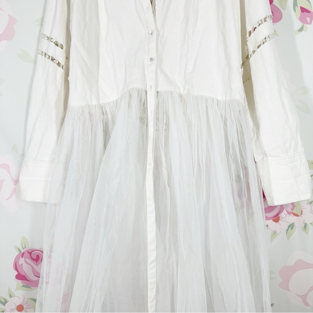 NEW Free People Bud Baby Maxi Floral Embroidered Tulle White Swan Top M - Picture 7 of 13